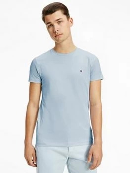 Image of Tommy Hilfiger Stretch Slim Fit T-Shirt - Breezy Blue, Breezy Blue, Size L, Men