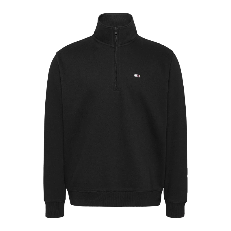 Image of Tommy Jeans Mens Flag 1/4 Zip Fleece Black BDS male XL