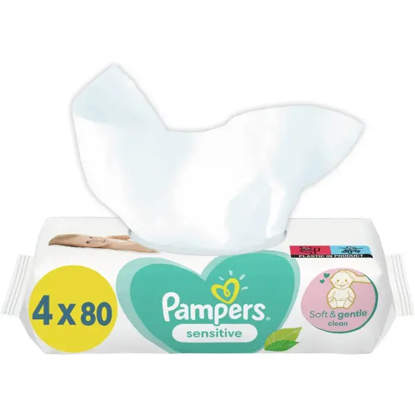 Image of Pampers Sensitive 4x80 Wet Wipes
