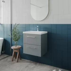 Image of Deco Wall Hung 2-Drawer Vanity Unit with Basin-3 500mm Wide - Satin Grey - Nuie