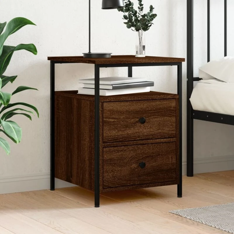 Image of VIDAXL Bedside Cabinet Brown Oak 44x45x60cm Engineered Wood Vidaxl 8720845939700