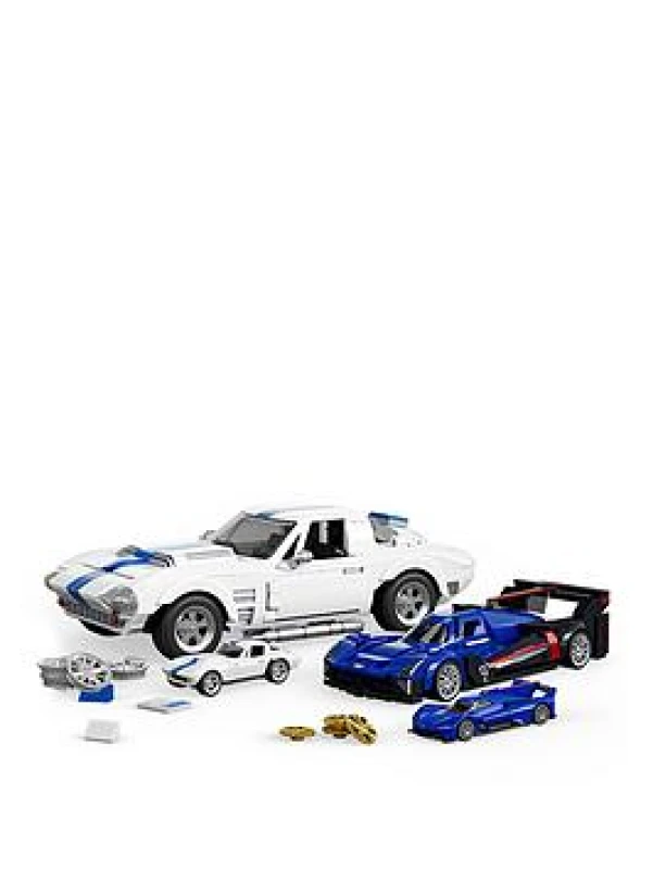 Image of ​Mattel Brick Shop Hot Wheels Elite Series Building Set Corvette Grand Sport with 918 Pieces Realistic Details and Custom Decals Adult Collectors a