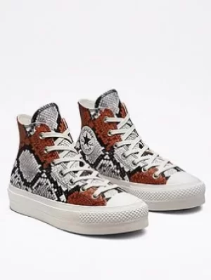 Image of Converse Chuck Taylor All Star Lift Hi, Snake Print, Size 3, Women