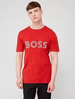 Image of BOSS Rete Regular Fit T-Shirt - Red, Bright Red, Size L, Men