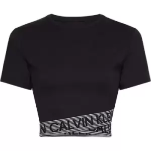 Image of Calvin Klein Performance Tape Crop T Shirt - Black