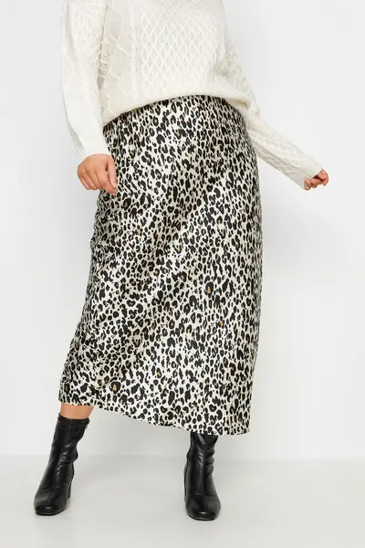 Image of Yours Printed Midi Skirt Brown