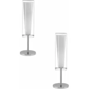 Image of Loops - 2 pack Table Lamp Colour Chrome Shade Clear White Glass Glass Opal Matt E27 60W