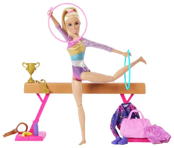 Image of Barbie Gymnastics Playset, Doll and Accessories