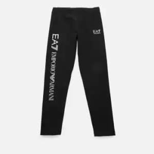 Image of EA7 Girls Train Shiny Maxi Logo Leggings - Black - 6 Years