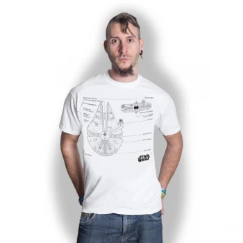 Image of Star Wars - Millennium Falcon Unisex XX-Large T-Shirt - White