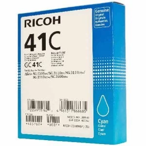 Image of Ricoh 405762 Cyan Ink Cartridge