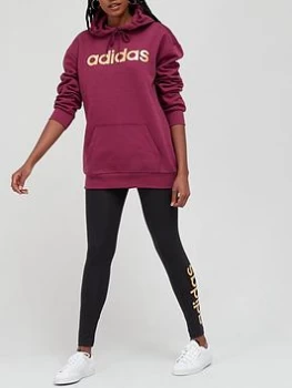 Image of adidas Essentials Linear Leggings - Black/Gold, Size 2Xs, Women