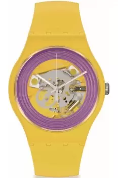 Image of Unisex Swatch Purple Rings Yellow Watch SO29J100