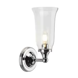 Image of IP44 Wall Light Tall Glass Shade & Chrome Polished Chrome LED G9 3.5W