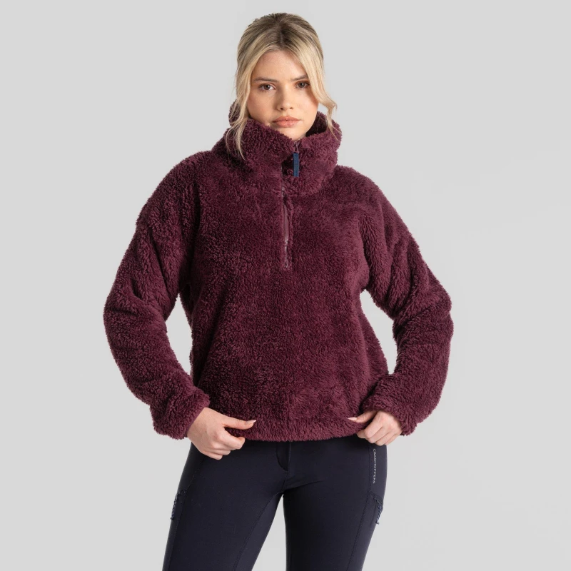 Image of Craghoppers Womens Bronagh Half Zip Borg Fleece Jacket 12 - Bust 36' (91cm) Deep Violet CWA356-Y5I-12
