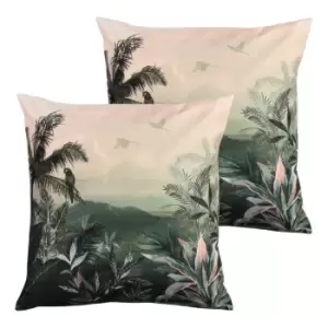Image of Furn. Jungle Outdoor Twin Pack Polyester Filled Cushions Blush/Forest