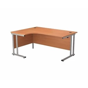 Image of TC Office Start Silver Cantilever Frame Left Hand Crescent Desk 1800x1200mm, Beech
