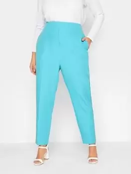Image of Yours Darted Waist Tapered Trouser - Blue Size 16, Women