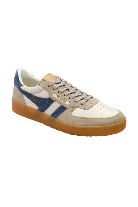 Image of Gola Classics Mens 'Hawk 83' Leather Lace-Up Trainers in Off-White Size: 8 Off-White Male 8