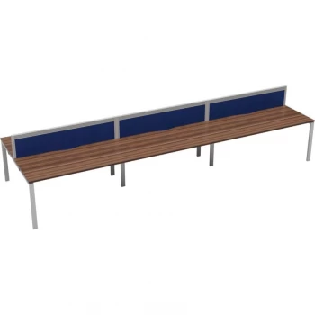 Image of 6 Person Double Bench Desk 1200X780MM Each - White/Dark Walnut