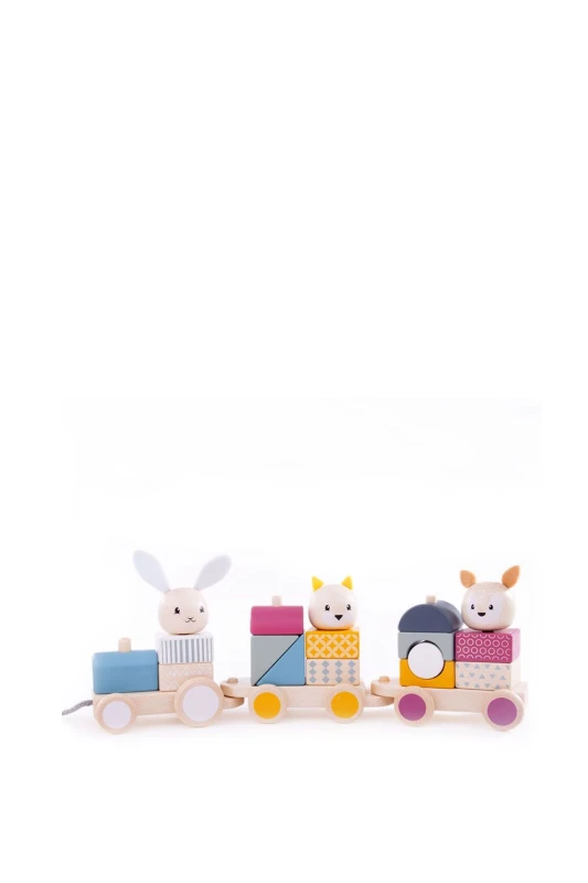 Image of Bigjigs Toys Activity Pull Along Train Toy Baby Blue unisex