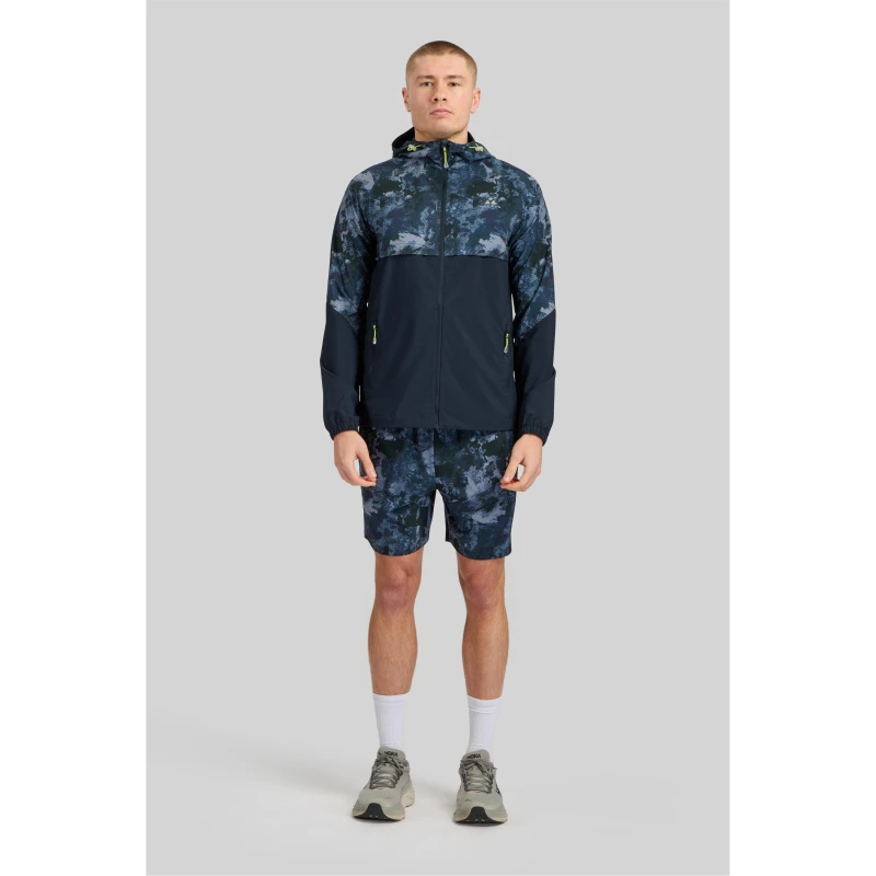 Image of ALTRYN Mens Brush Print Cut & Sew Water Resistant Hooded Long Sleeve Softshell Jacket Navy Mix male Medium