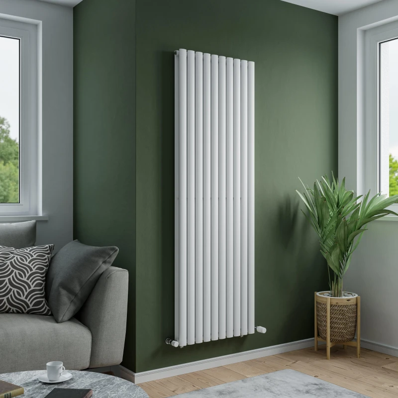 Image of Agadon Solo Duplex Designer Oval Tube Radiator in White Size: 1800mm x 600mm White Unisex 1800mm x 600mm