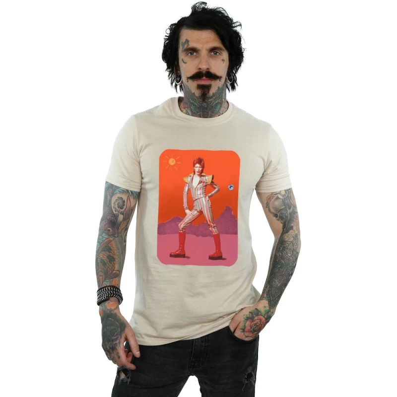Image of David Bowie David Bowie Men On Mars T-Shirt in Light Sand Size: Small Light Sand S Male 5059400830415