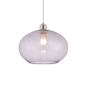Image of 1 Light Pendant Grey Glass With Bubbles, E27