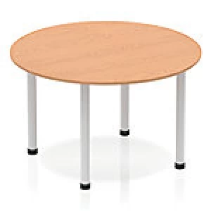 Image of Impulse Circle Table 1200 Oak Post Leg Silver