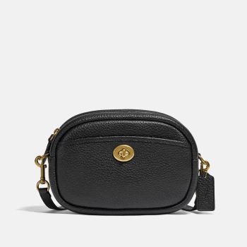Image of Coach Womens Soft Pebble Leather Camera Bag - Black
