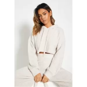 Image of I Saw It First Recycled Knitted Crop Hoodie Co-Ord - White