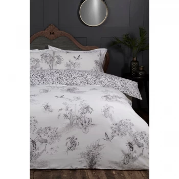 Image of Sleepdown Jungle Duvet Set Grey Single 52% Polyester, 48% Cotton