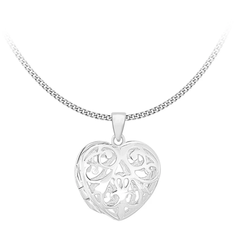 Image of Be You Sterling Silver Open Heart Locket Silver female 18inch