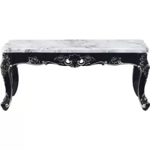 Image of Raffaele Coffee Table, Marble Coffee Table with Solid Wooden Frame, Antique Table in Brown Cream (Grey - Grey