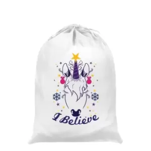 Image of Grindstore I Believe Unicorn Christmas Santa Sack (One Size) (White)