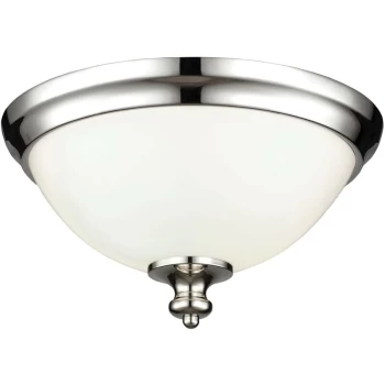 Image of Parkman - 2 Light Flush Mount Ceiling Light Polished Nickel, E27 - Elstead