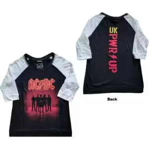 Image of AC/DC - PWR-UP UK Ladies Medium Raglan T-Shirt - Black,White