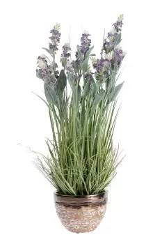 Image of Artificial Lavender Plant in Decorative Metallic Ceramic Pot, 66 cm
