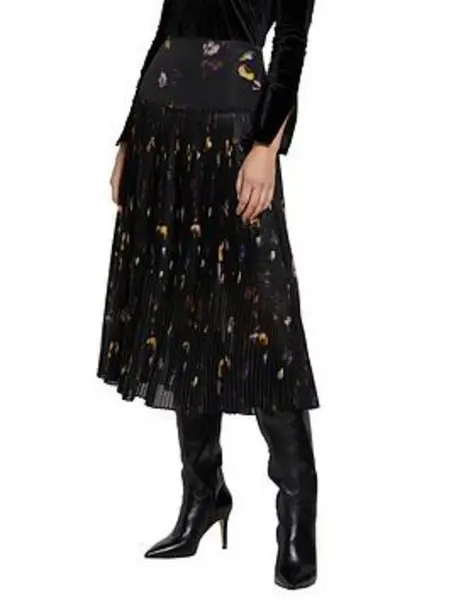 Image of Ted Baker Tereysa Floral Pleated Jersey Skirt - UK 8