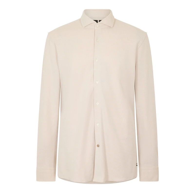 Image of Boss Mens P Hank Spread Long Sleeve Oxford Shirt Light Beige male 15 inch