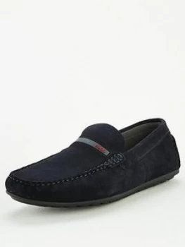 Image of Hugo Boss Dandy Suede Moccasin Loafers Navy Size 7 Men
