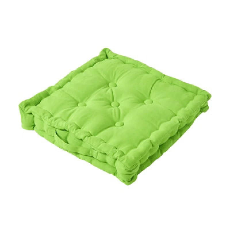 Image of Homescapes Cotton Lime Green Floor Cushion, 40 X 40 Cm