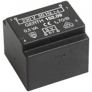 Image of PCB mount transformer 1 x 230 V 1 x 15 V AC 0.50 VA 33 mA