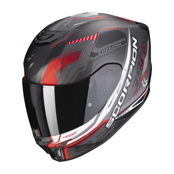 Image of Scorpion Exo-391 Haut Matt Black-Silver-Red Full Face Helmet S