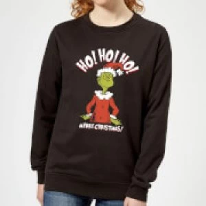 Image of The Grinch Ho Ho Ho Smile Womens Christmas Sweatshirt - Black - 3XL - Black