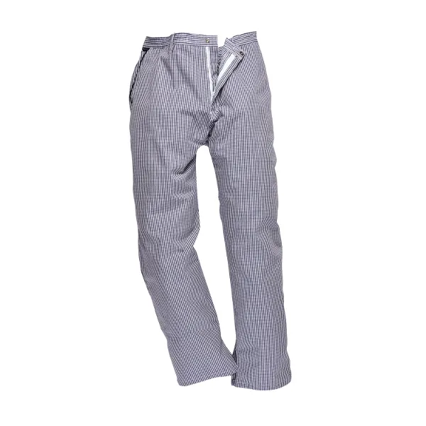 Image of Portwest C075 Barnet Chefs Trousers Check C075CHRS Colour: Blue / White