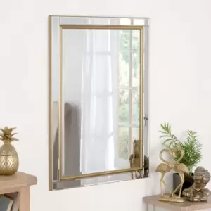Image of Yearn Mirrors Yearn Soft Brass Bevelled Wall Mirror 91.4 x 66.4Cms
