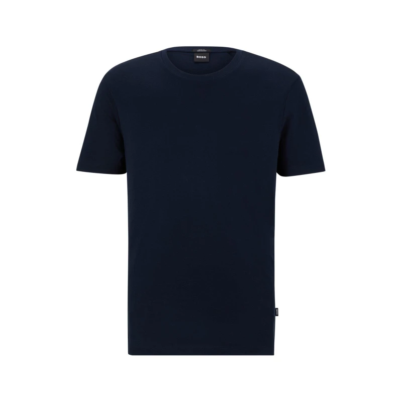 Image of Boss Mens Tessler 150 Black Cotton Short Sleeve Slim Fit T-Shirt Navy 404 male Small