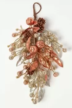 Image of Champagne Pinecone & Apples Christmas Teardrop Swag